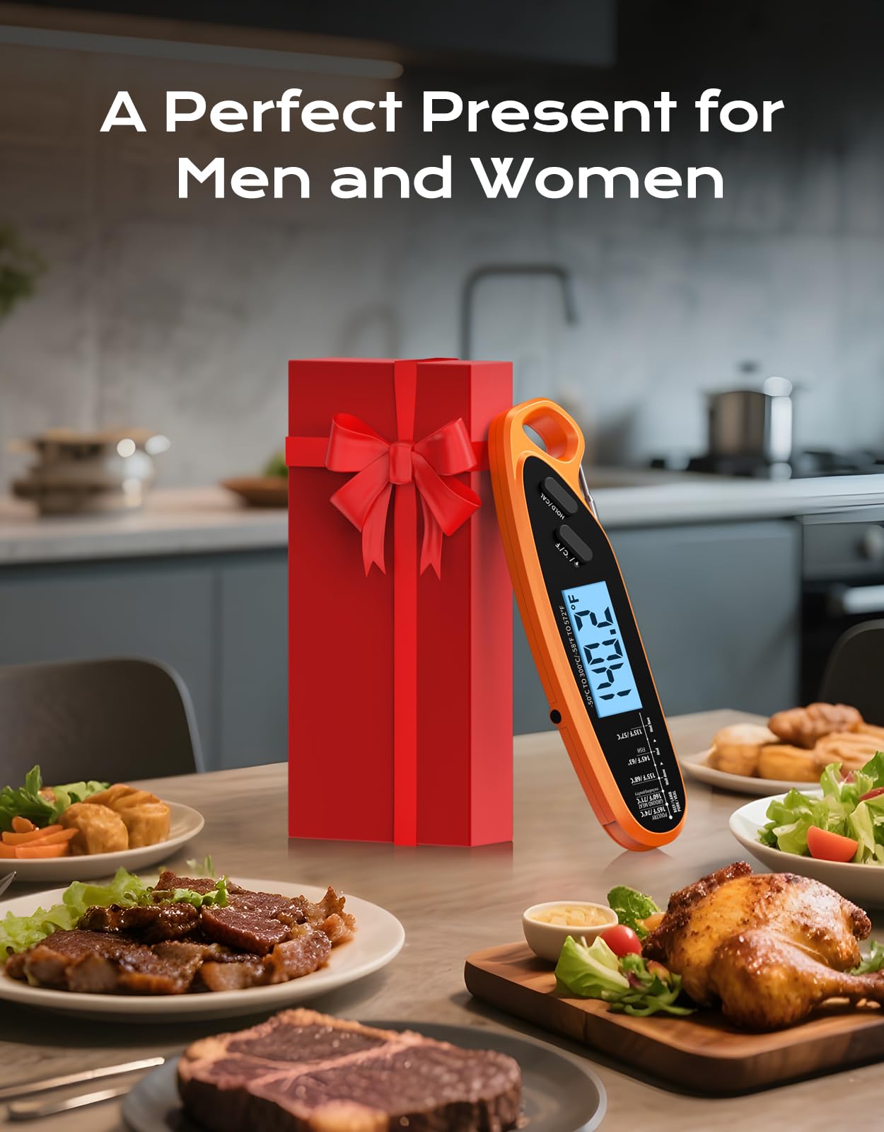 Digitales Fleischthermometer zum Kochen mit Doppelsonde, großer Hintergrundbeleuchtung & Kalibrierung, sofortiges Ablesen von Lebensmittelthermometern für Süßigkeiten, Ofen, Grill, BBQ, Smoker