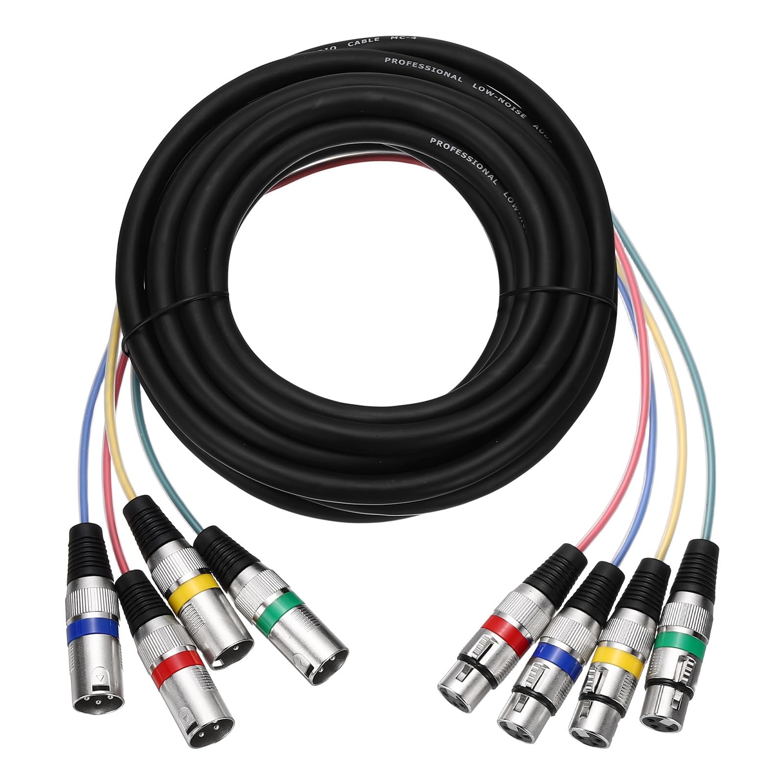QUARKZMAN 1 Unidad Cable XLR Multicable 4 Canales, Cable Micrófono XLR Macho A Hembra 4 Colores Parcheo Micrófono Vías Audio Balanceado Escenario Estudio