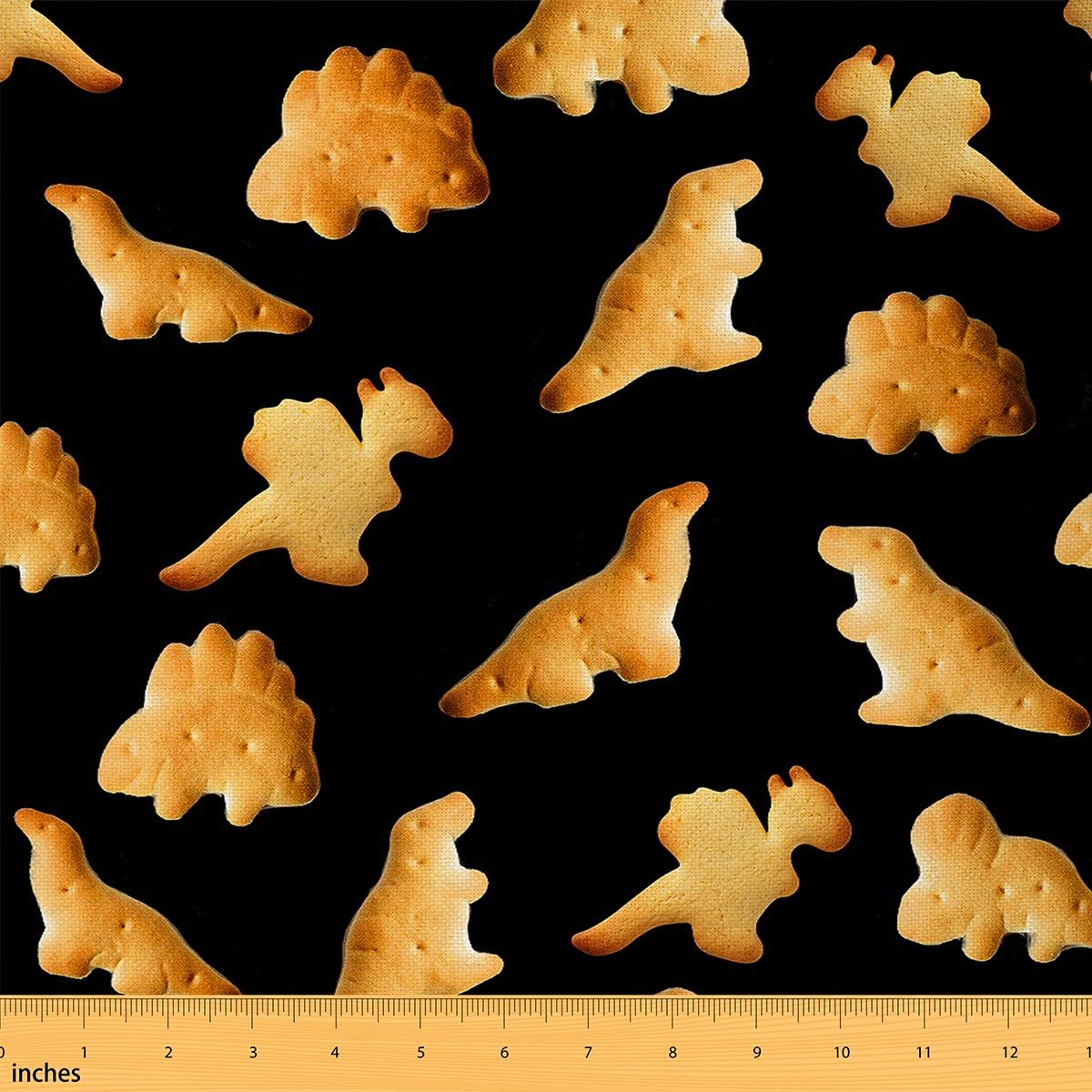 Cartoon Dinosaur Cookies Fabric by The Yard Kids Kids Cute Biscuits Upholstery Fabric for Chairs for Yummy Foods Waterproof Outdoor Fabric Dino Print Reupholstery Fabric Decor 10 Yards (L920*W150cm)