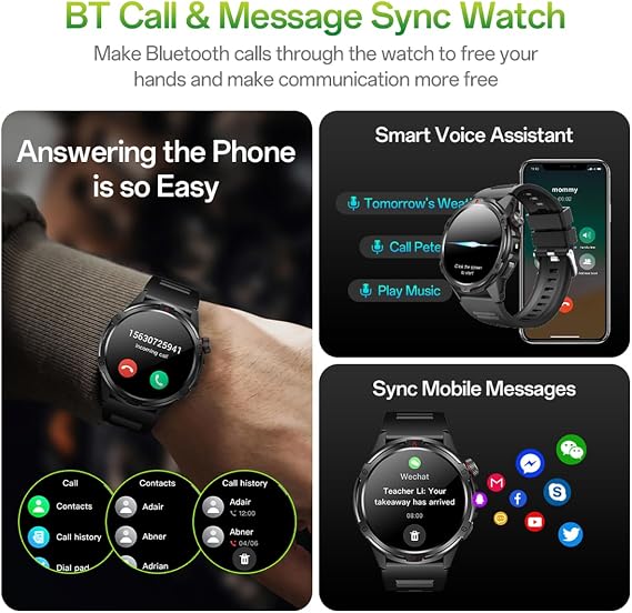 AOLON 1.43 AMOLED Smart Watch, 1ATM Waterproof Military Fitness Tracker | AOD Display Bluetooth Call Compass AGPS, Heart Rate SPO2 Sleep Monitor for Men