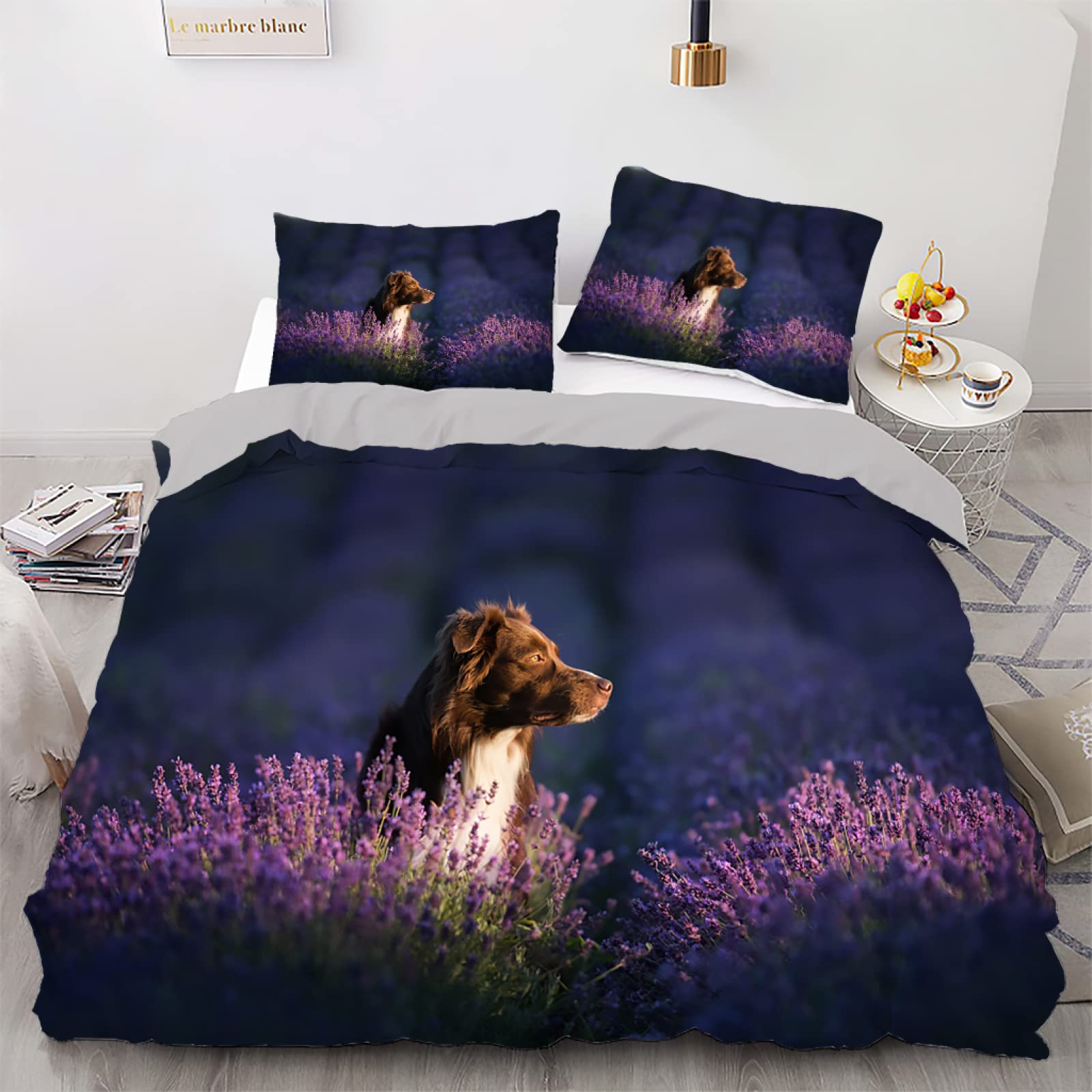 Housse de couette 90x190 pour lit enfant violet facile à laver