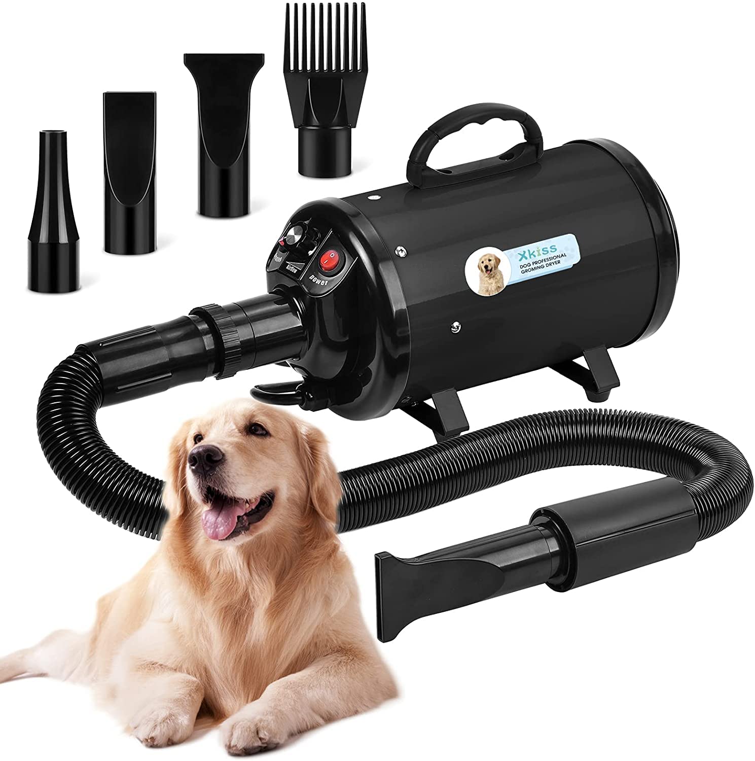 XKISS Dog Hair Dryer, Stepless Speed Regulation, Household Professional Pet Hair Blower, Heat Insula
