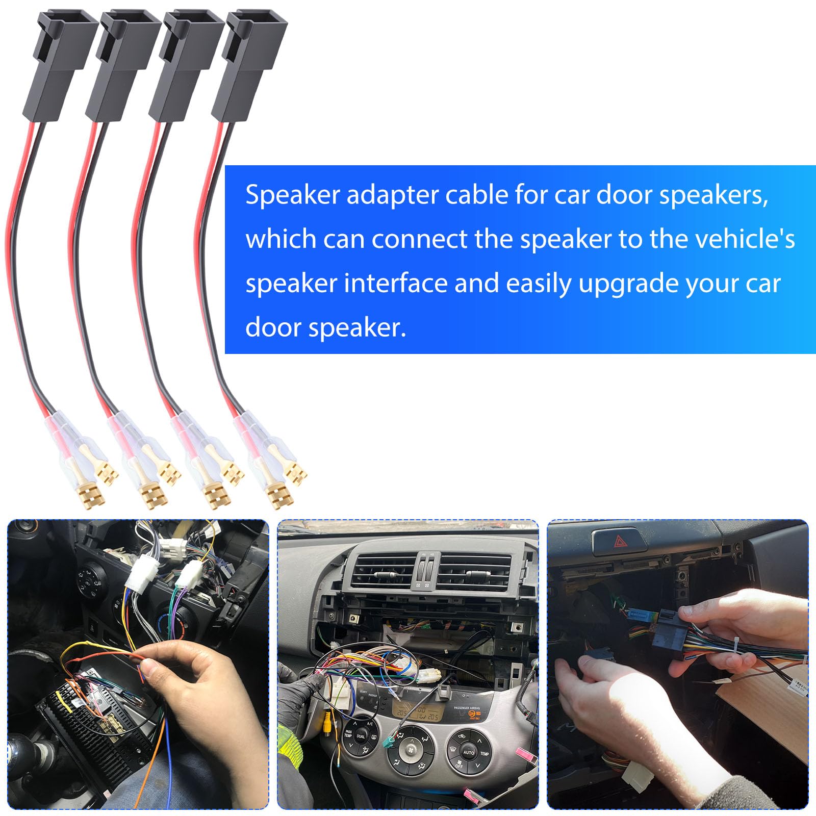4 sztuki adapter głośnika samochodowego na DIN kompatybilny z Renault Opel Astra Seat, Skoda, Volvw, Peugeot, Citroen, Fiat, Ford, Mercedes, radio, adapter, zestaw adapterów samochodowych