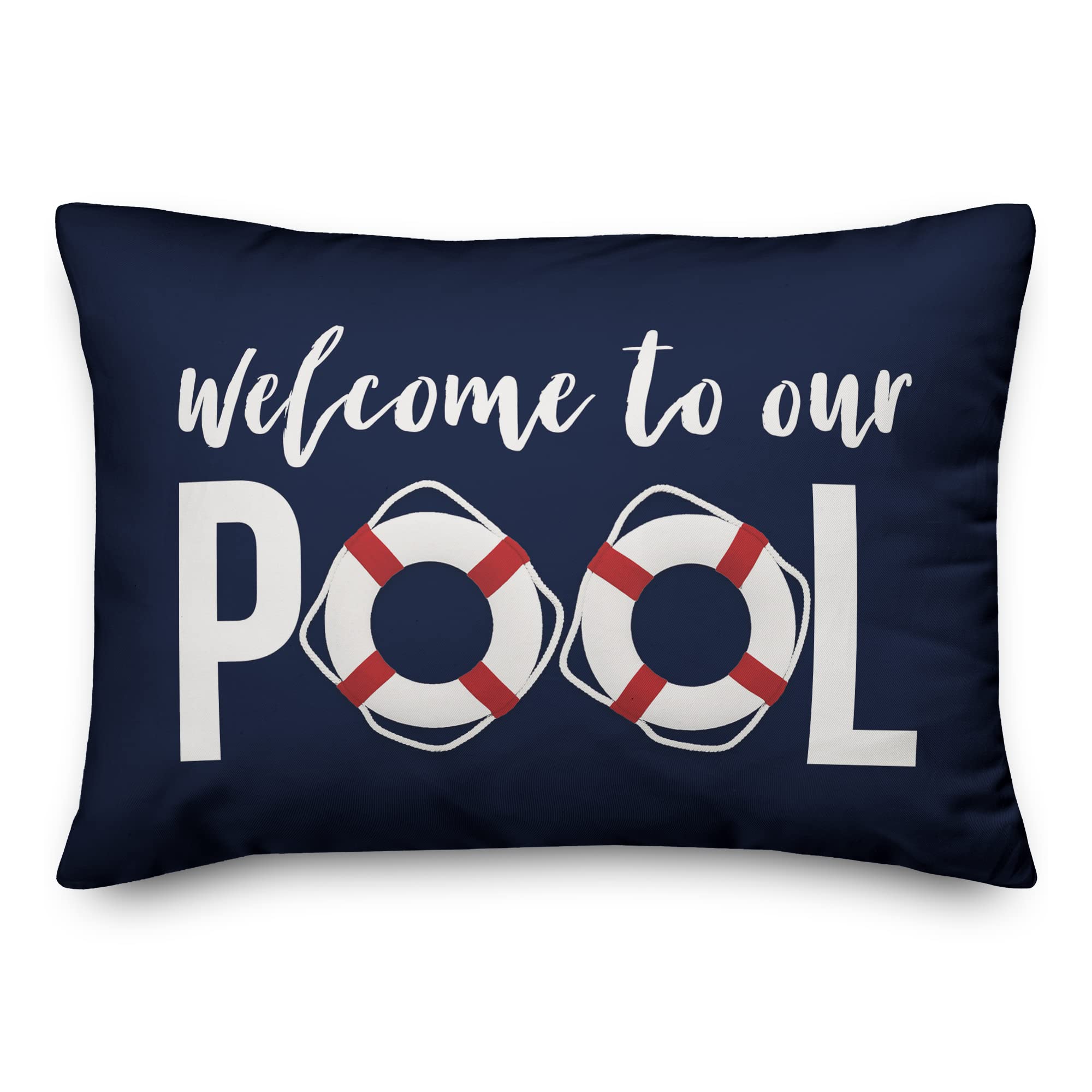 Creative Products Welcome to Our Pool Life Savers Indoor/Outdoor Pillow | Decorative Pillows for Living Room Couch Bed Sofa Patio, Fluffy Soft Cushion