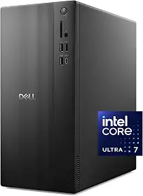 Dell Tower Desktop ECT1250 - Processador Intel Core Ultra 7-265, Intel UHD Graphics, memória DDR5 5600MT/s de 32GB, SSD M.2 de 1 TB, leitor de cartão SD 3.0, teclado e mouse com fio, serviço básico no