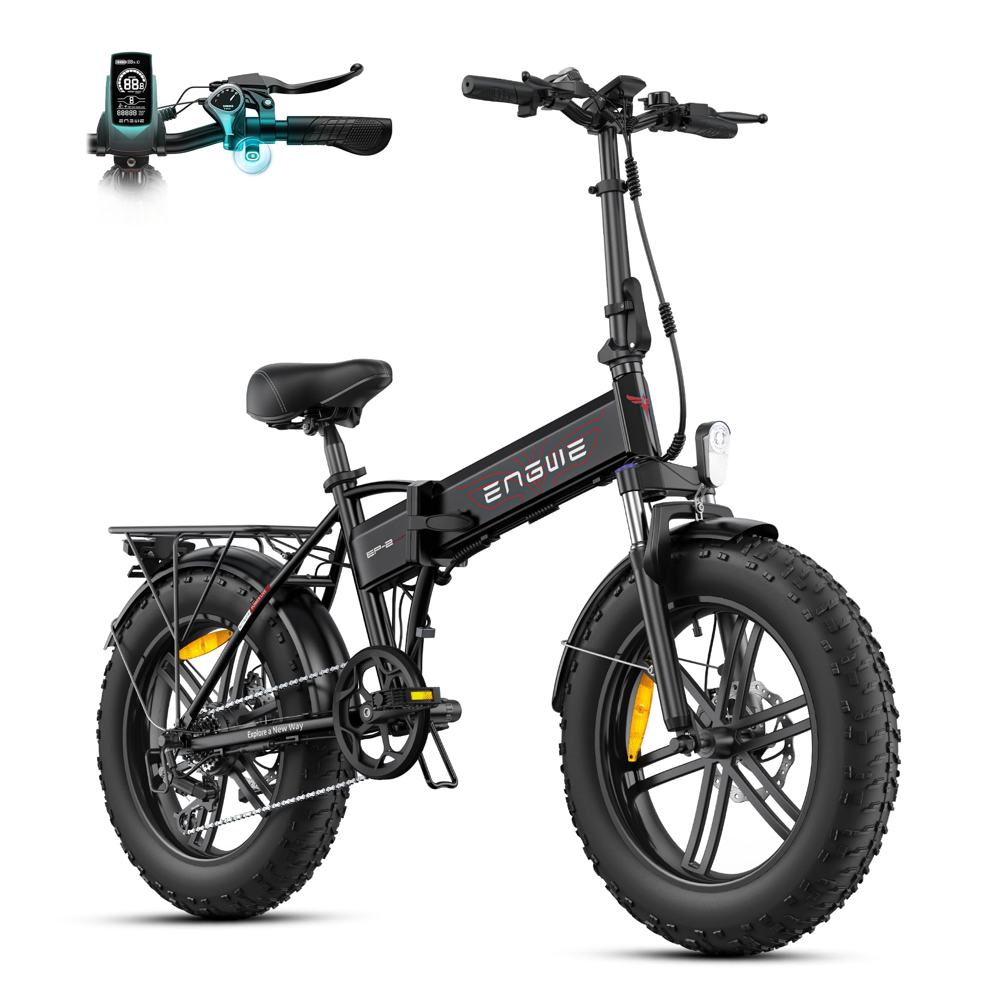 ENGWE EP-2 Booster Folding Electric Bicycle with Torque Sensor, 48 V 13 Ah Removable Battery and 250 W Brushless Motor, LED Display, 20 x 4.0 Inches Fat Tyres