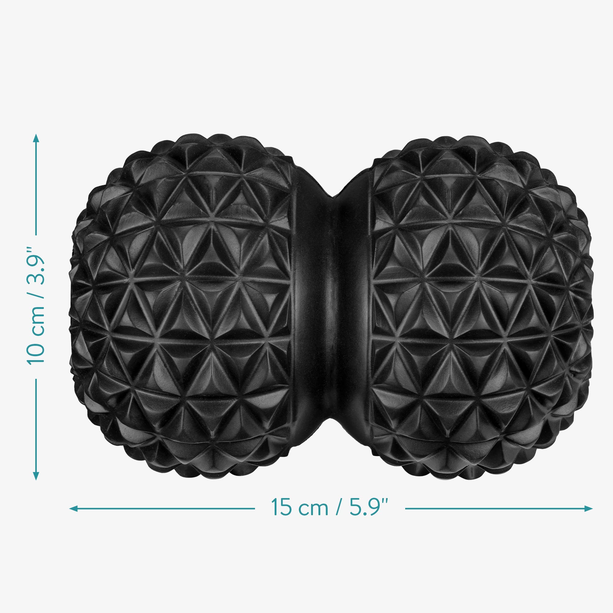 Navaris Set de Yoga y Pilates - Kit Texturizado Doble de 1x Rueda y 1x Bola de Masaje - 1x Aro de Ø 33 cm con 1x Pelota Doble para masajes - Negro