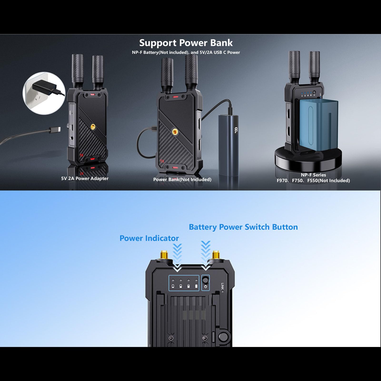 Garsent Receptor Transmisor HDMI Inalámbrico 400M, Extensor de Video de 5GHz con Latencia 0.05S, de Transmisión Inalámbrica 1080P, Soporte KVM para Presentación en Oficina en Casa
