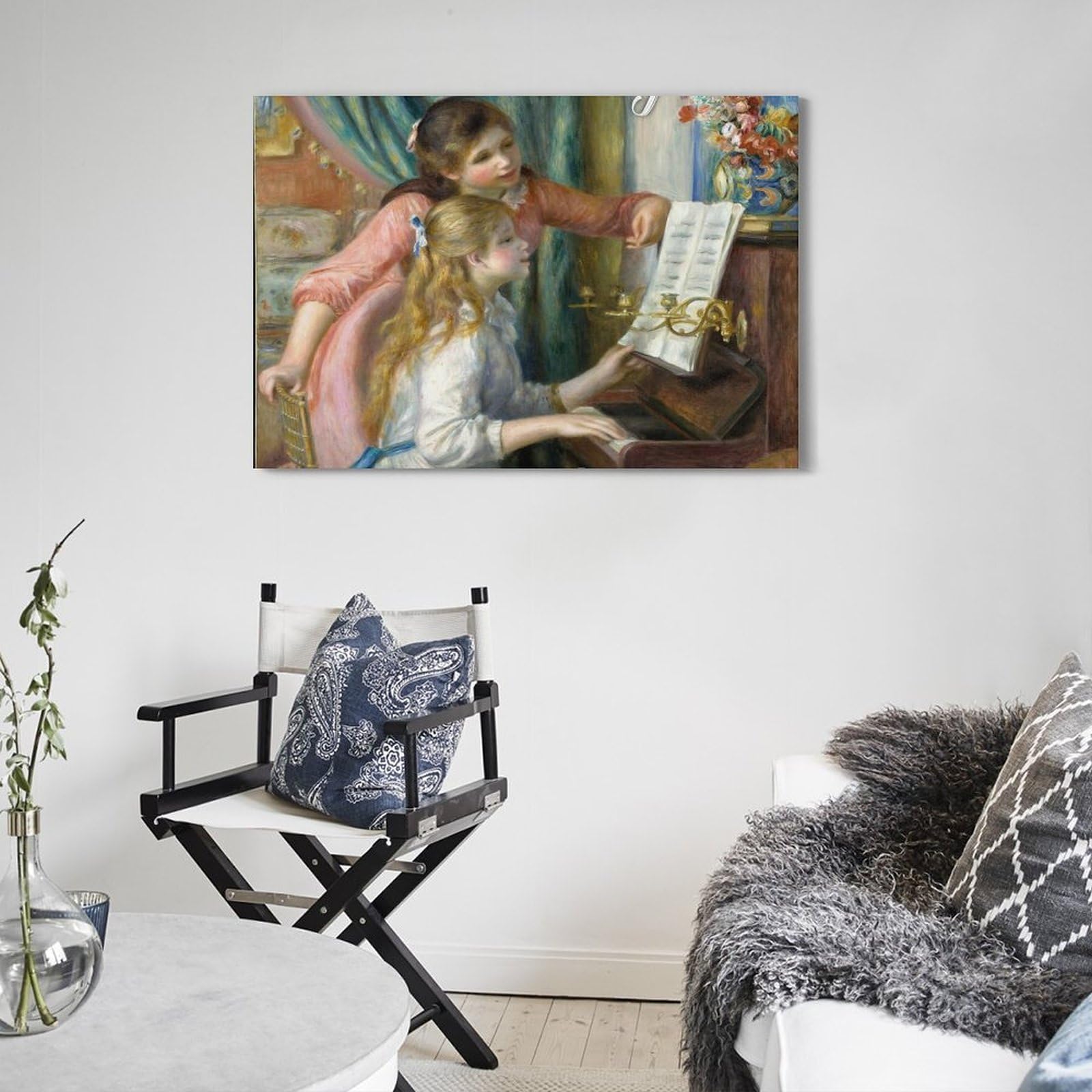 YiXong Póster decorativo de Pierre Auguste Renoir con dos chicas jóvenes en el piano, póster decorativo de pared e impresión artística moderna para decoración de dormitorio familiar, 40 x 60 cm