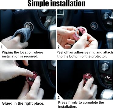 SINGARO Universal Engine Start Stop Button Cover, Car Power Control Zinc Alloy Trim, One Button Start Cover Interior Accessories (Pink)