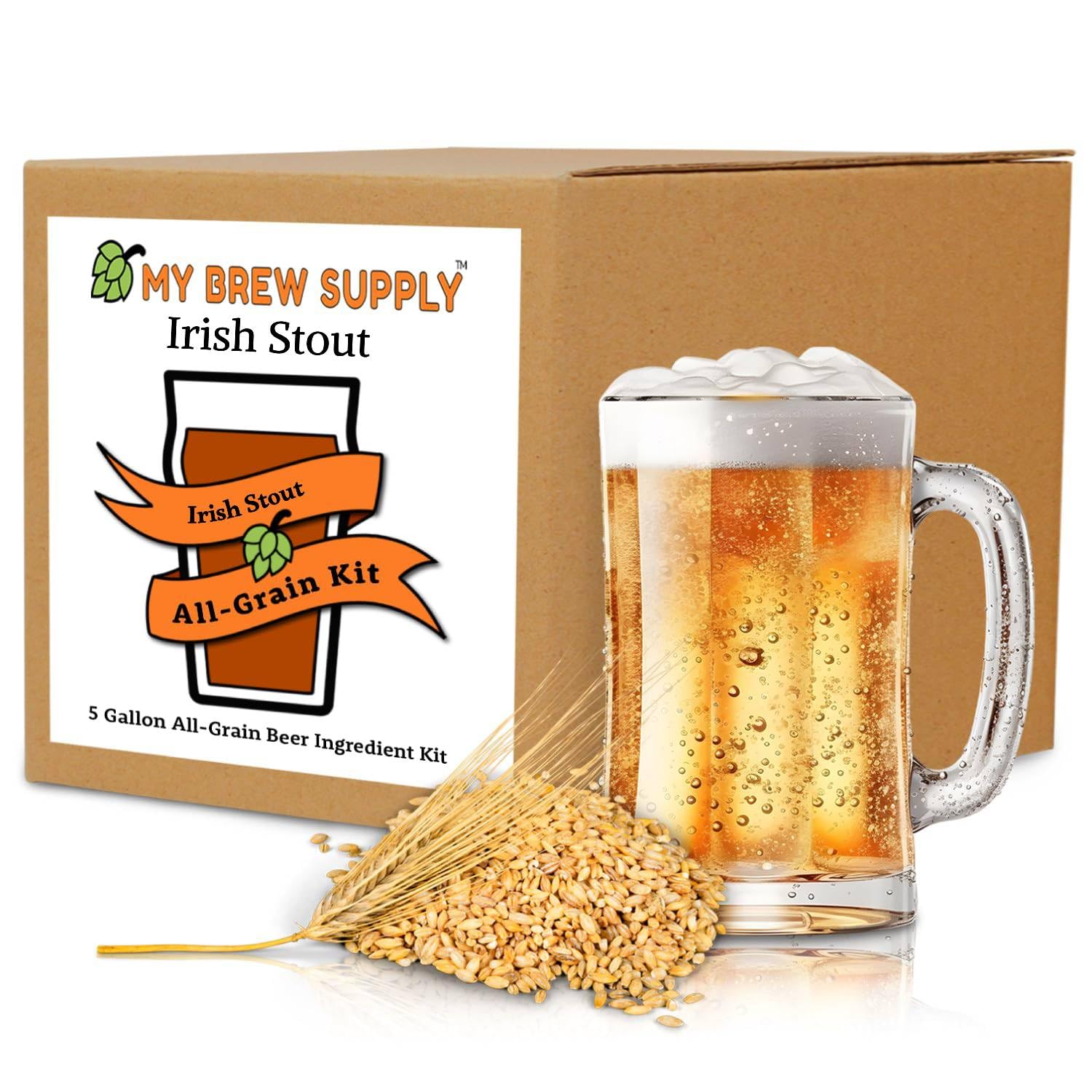 My Brew Supply Irish Stout Brewing Kit | Carabrown & 2-Row | Caramel Grain | Northern Brewer | Nottingham Yeast | 5 Gallon Advanced All Grain Home Brewing
