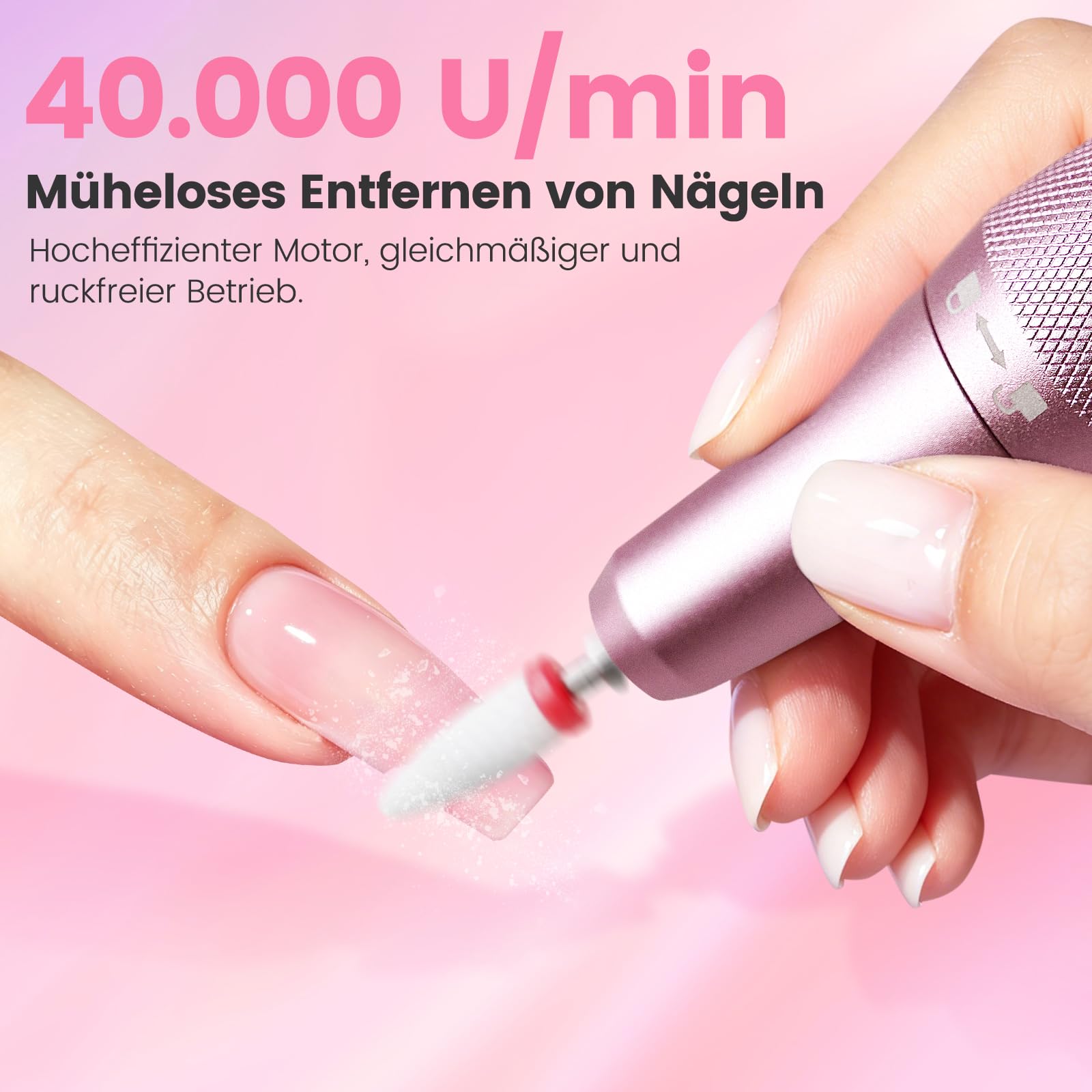Delanie 40000 U/min elektrischer Nagelfräser für Gelnägel Acrylnägel, Rosa