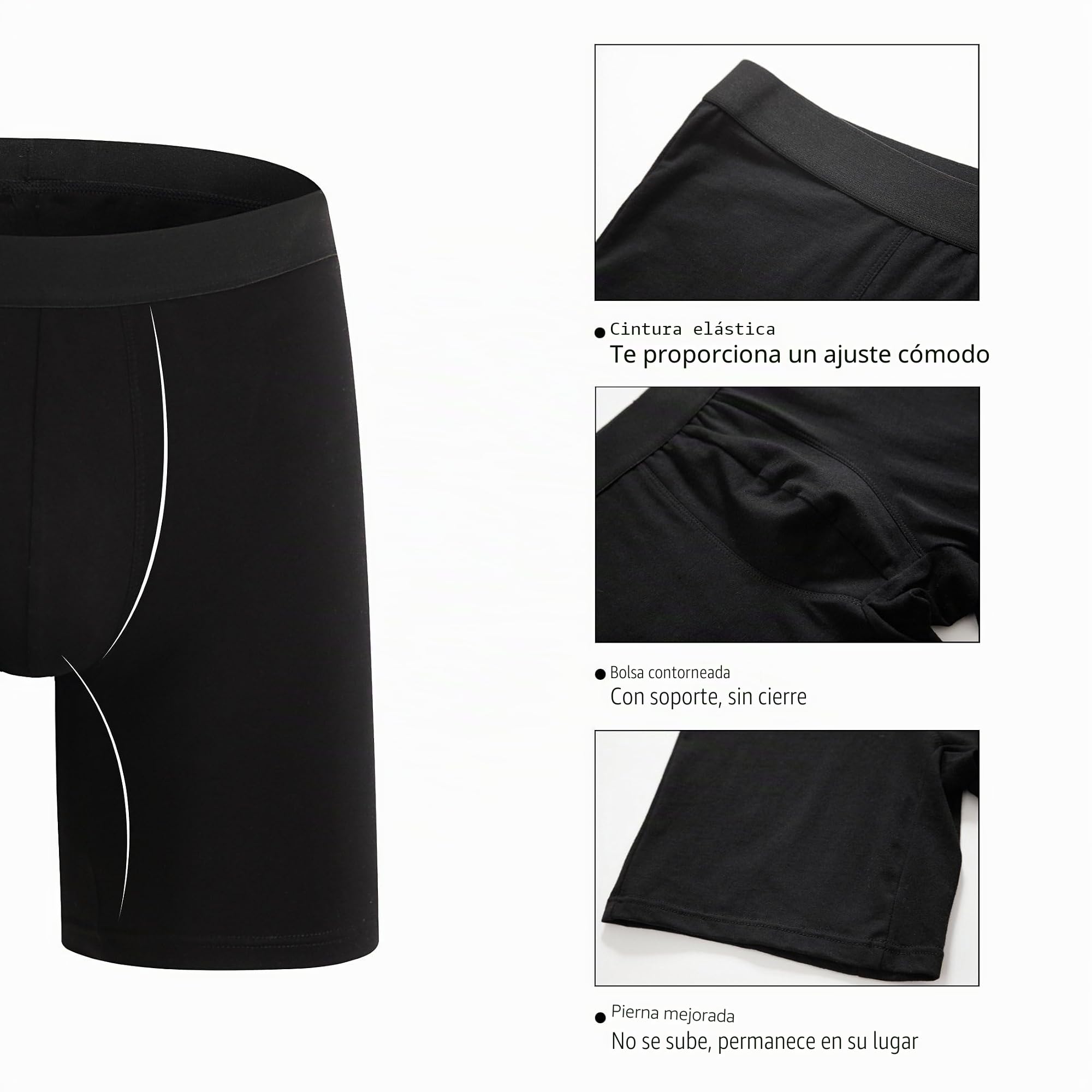 ZLYC Calzoncillos Tipo bóxer de algodón para Hombre de Pierna Larga, Paquete de 3/4
