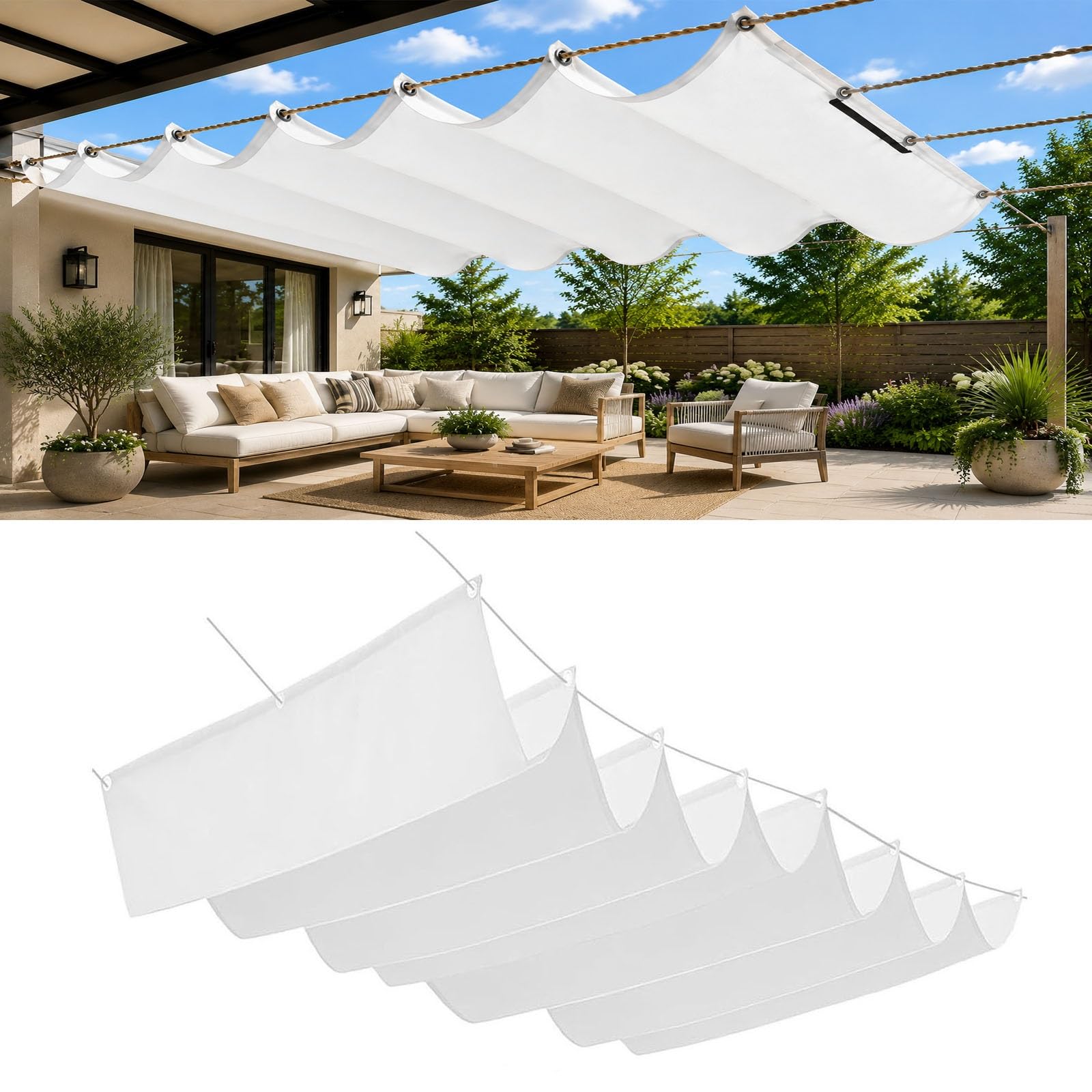 Voile d'ombrage indéchirable contre le vent et la pluie battante sur patio