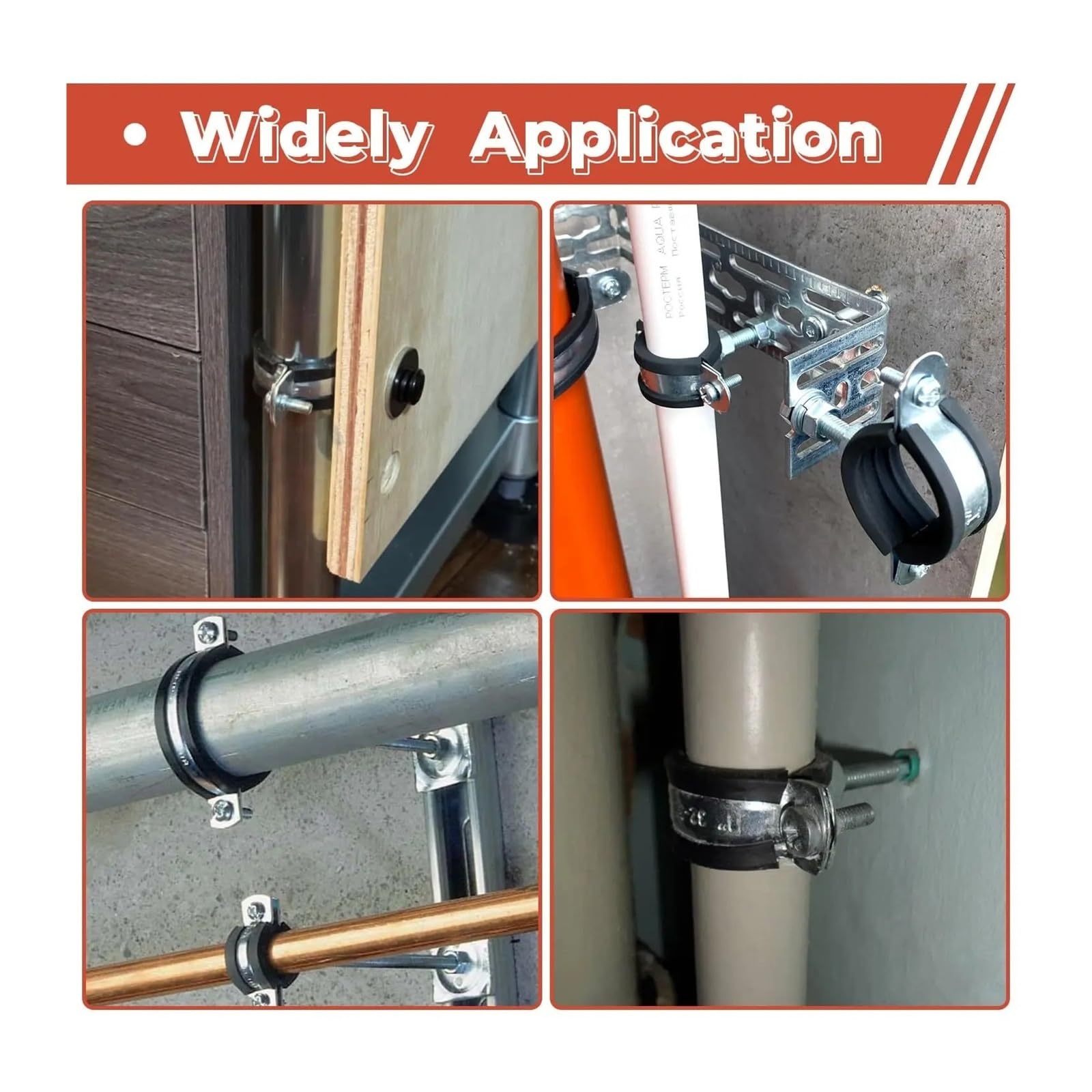 Abrazadera de soporte de tubo ajustable con cojín de goma, Clip de suspensión de soporte de tubo de anillo dividido for montaje en techo de pared de 15-166mm, 4 Uds.(4pcs 87-92mm)