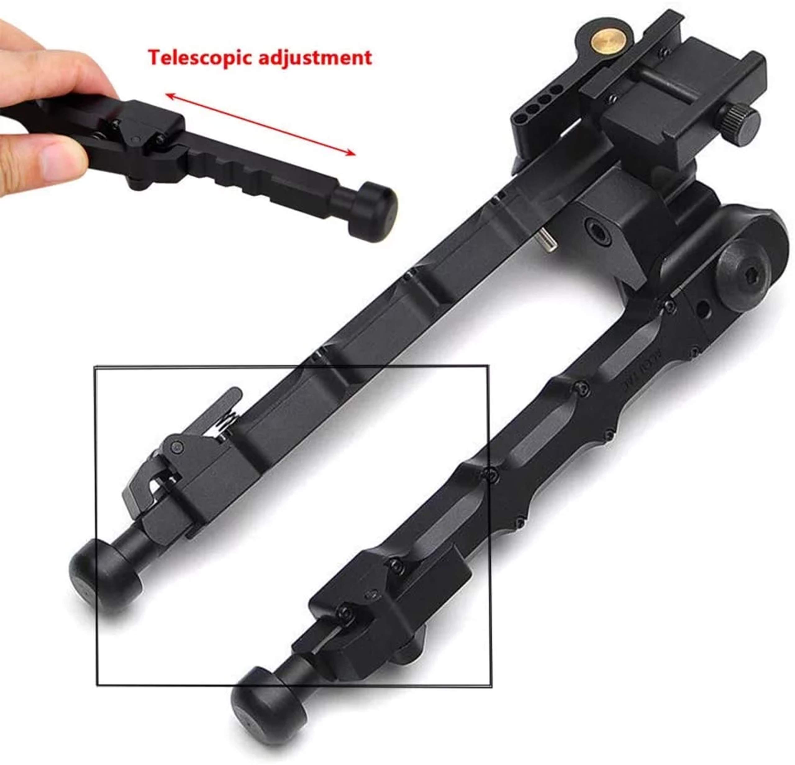 Bipied pour Fusil Airsoft V9 M-Lok Tactical Full Metal 6-9 inch Fusil de Chasse Pliable avec Rail Picatinny 20mm pivotant et Base antidérapante et trépied réglable en Hauteur