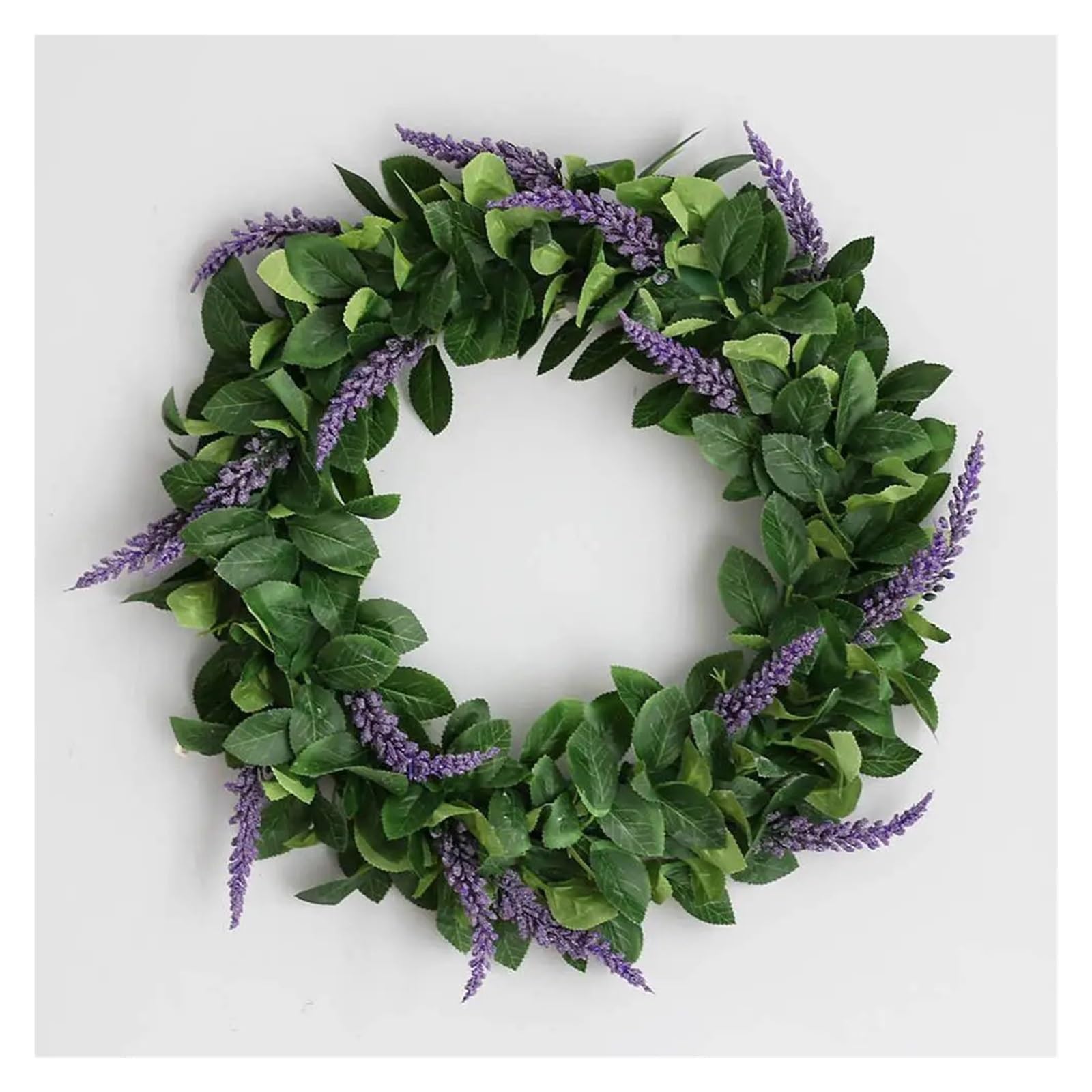 Summer Wreaths For Front Door Fake Lavender Hanging Wreath Garland For Front Door Christmas Party Wedding Decoration(Lavender 2)