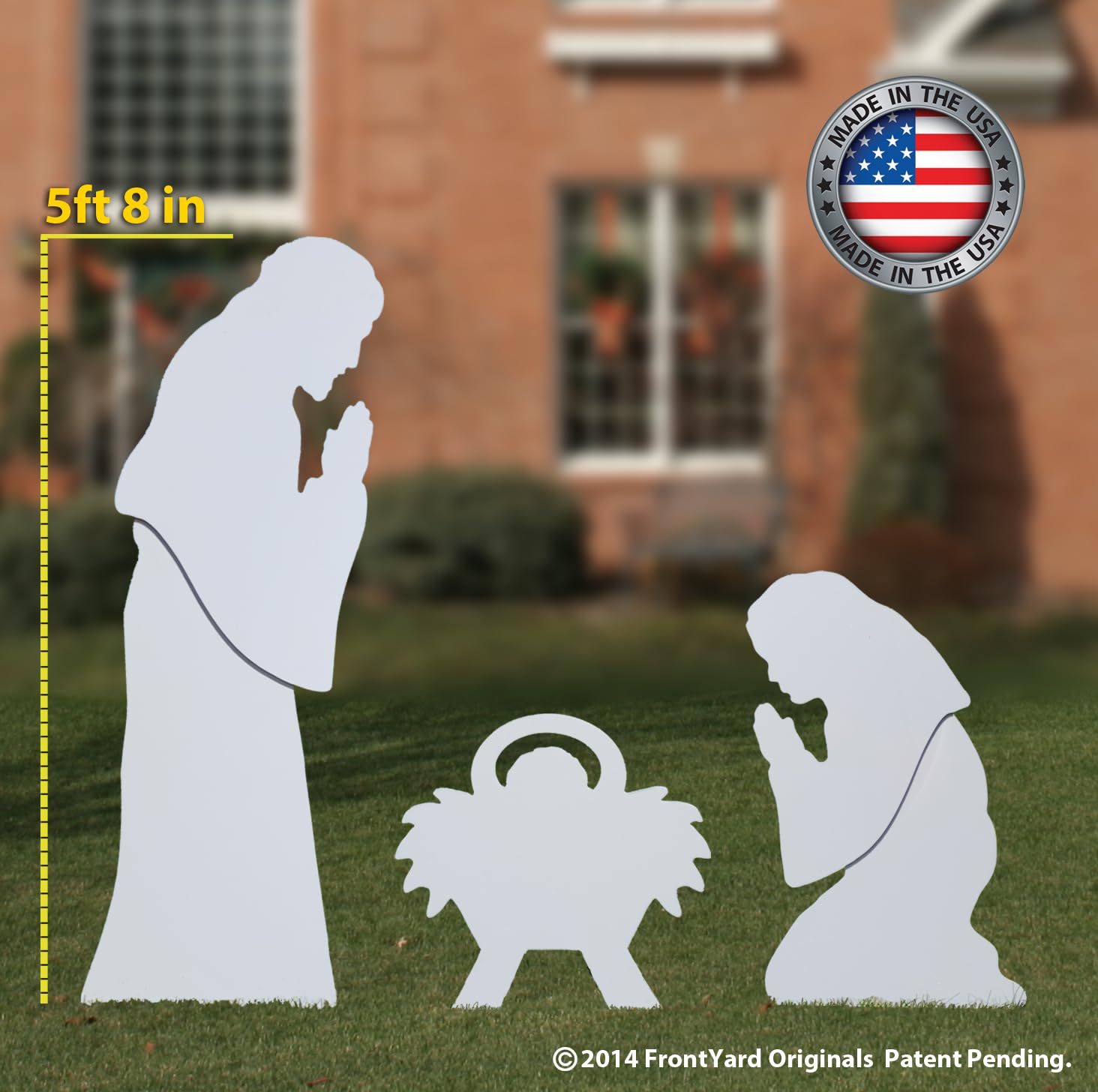 FrontYard Originals All Weather Life Size Outdoor Nativity Set, Waterproof, Made in USA, Durable Material, Simple Assembly, Easy Storage, Yard Nativity Set.