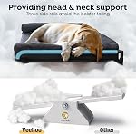 Veehoo Elevated Raised Dog Bed, Outdoor Dog Cot Bed for XL Large Dogs, Three-Sided Fence Raised Pet Cot with Mesh & No-Slip Feet Dog Hammock Bed with Removable Bolster, 104 * 69 cm Black