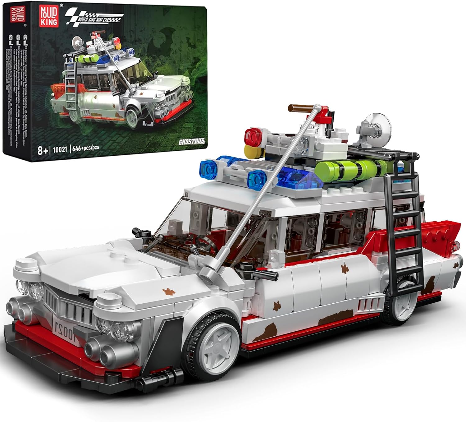 Mould King 10021 Ghost Car ECTO-1 Building Blocks Kit for Adults, Creative Christmas Birthday Gift for Ghost Bus Movie Fans, Highly Detailed Replica Model for Collectors