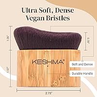 Vista 33 de Keshima Brocha de base plana Kabuki – Brocha de base prémium para maquillaje líquido, crema y polvo, pulido, mezcla y cara (tamaño regular, blanco)