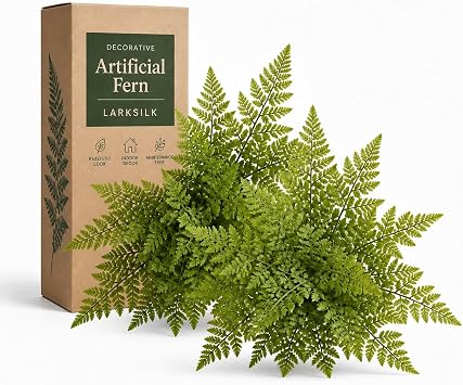 Larksilk Leather Fern Bush 6-Pack, 28in Faux Ferns for Home & Office