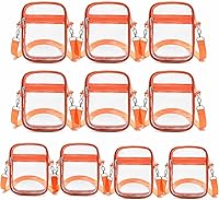 Vista 8 de DNFUN Bolso cruzado transparente, aprobado para estadios, correa ajustable para conciertos, eventos deportivos Naranja