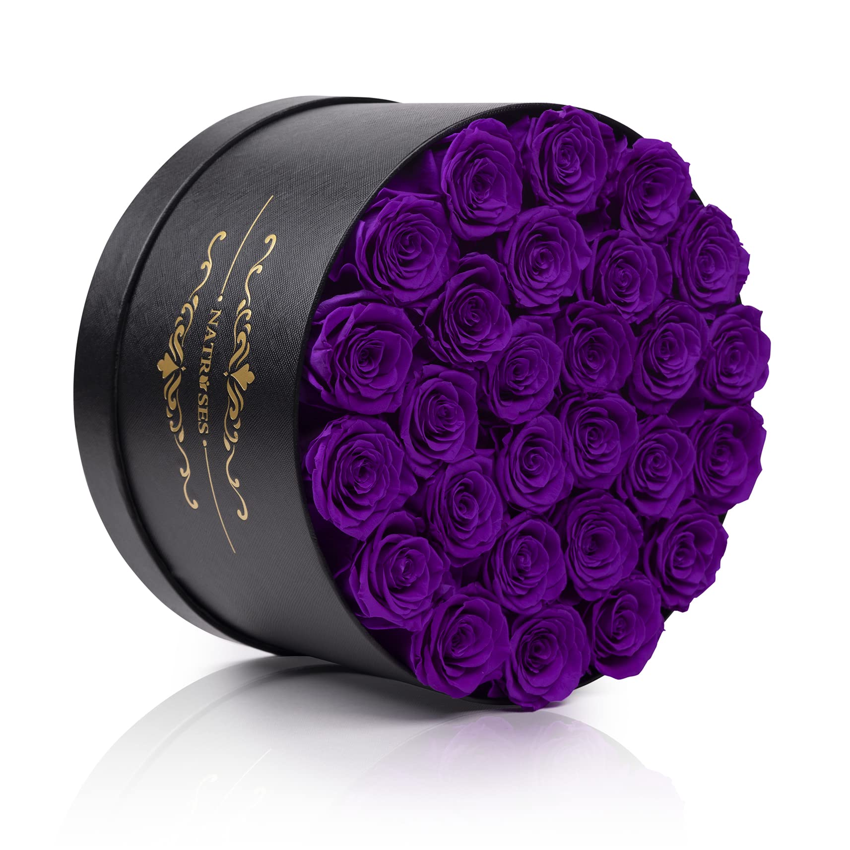 NATROSES Gifts for Her 27 Piece Forever Preserved Roses in a Box, Preserved Flowers for Delivery Birthday, Flowers Gifts for Mothers Day, Dusty Pink: Purple 27 Roses