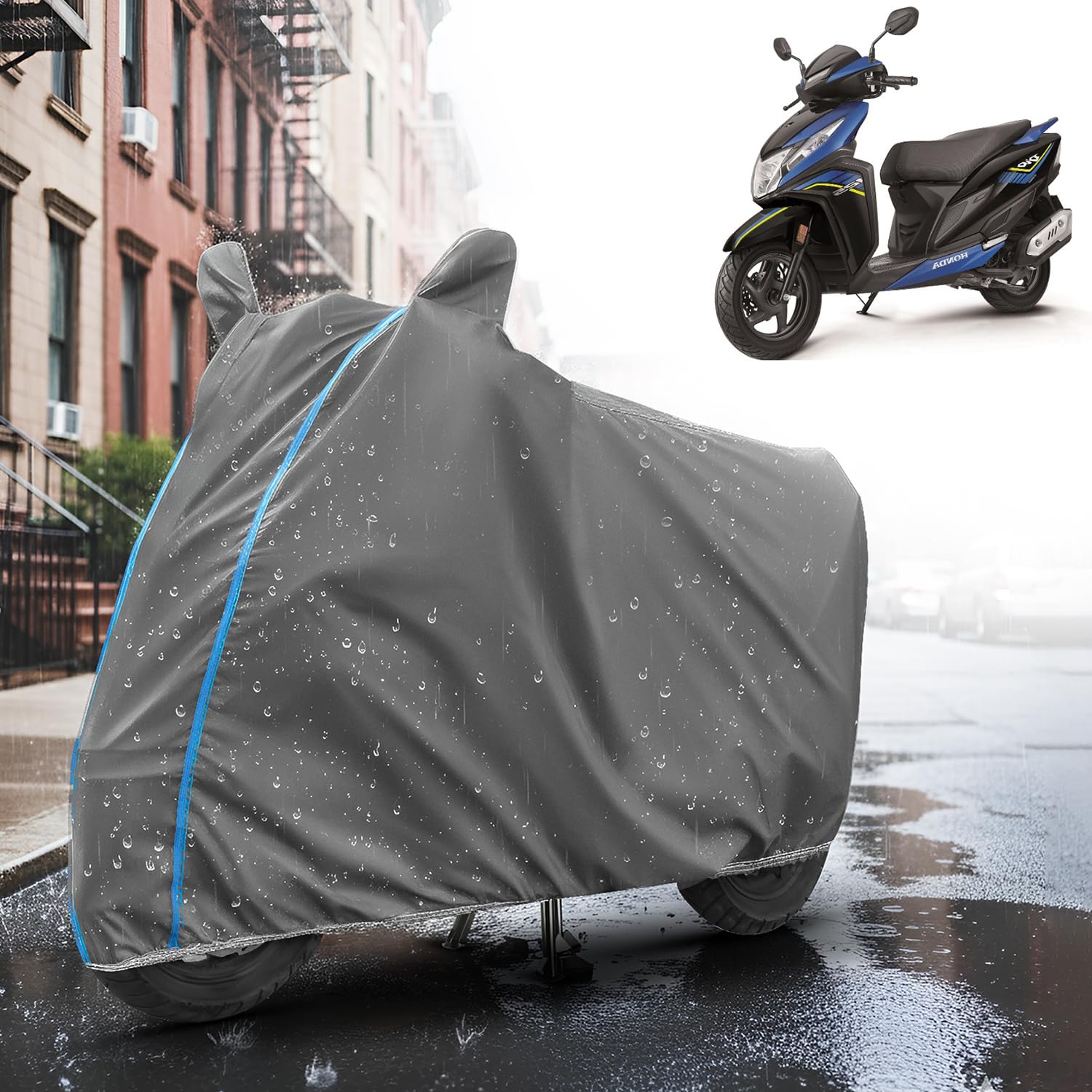 Automozexo Best Scooty Cover for Dio with Mirror Pockets, All Weather Protection & Dustproof, Gry-picture-8