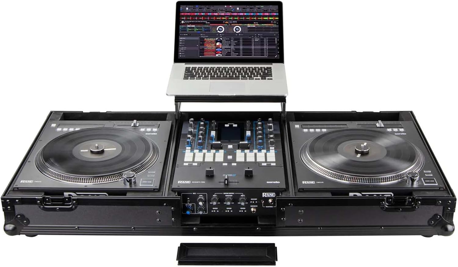 Black Low Profile Rane Twelve and Rane Seventy/Seventy-Two Coffin Flight Case with Glide Platform