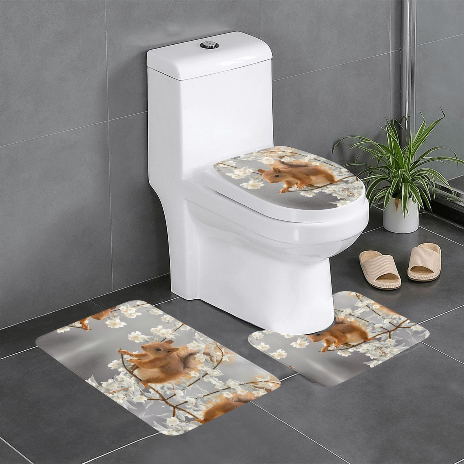 Tapis de bain écureuils printemps absorbant et antidérapant universel