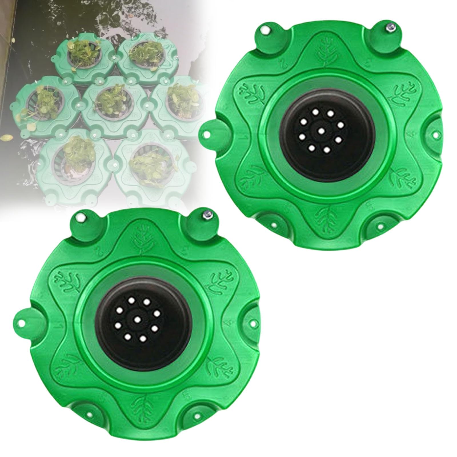 Set da 2 pezzi: Isola galleggiante con barriera per piante e pesci | Barriera galleggiante per piante e pesci, adatta per giardini acquatici, acquaponica e idroponica (uso esterno)(A)