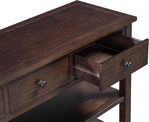 Miniatura 26 de Mesa consola rústica, mesa de sofá de 50 pulgadas de largo con 3 cajones y estante de almacenamiento abierto de 2 niveles, para sala de estar,