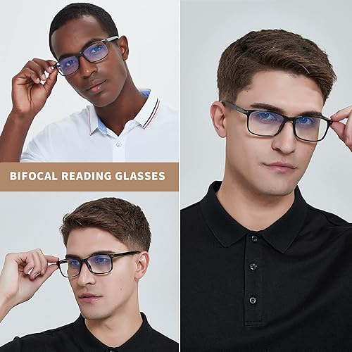 Miniatura 2 de Gafas de lectura bifocales para hombres y mujeres, luz azul, para lectura de computadora, marco ancho, transparente, gafas de diseñador de moda