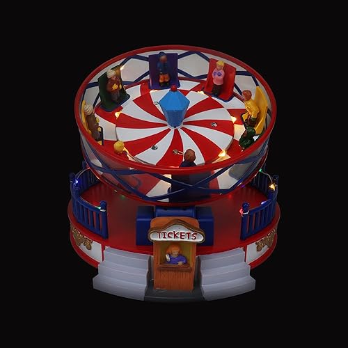 Miniatura 7 de Villa Navideña de Mesa Carnaval Tiovivo - Villa de Nieve de Invierno Pre-iluminada - Complemento Perfecto para tus Decoraciones Navideñas de