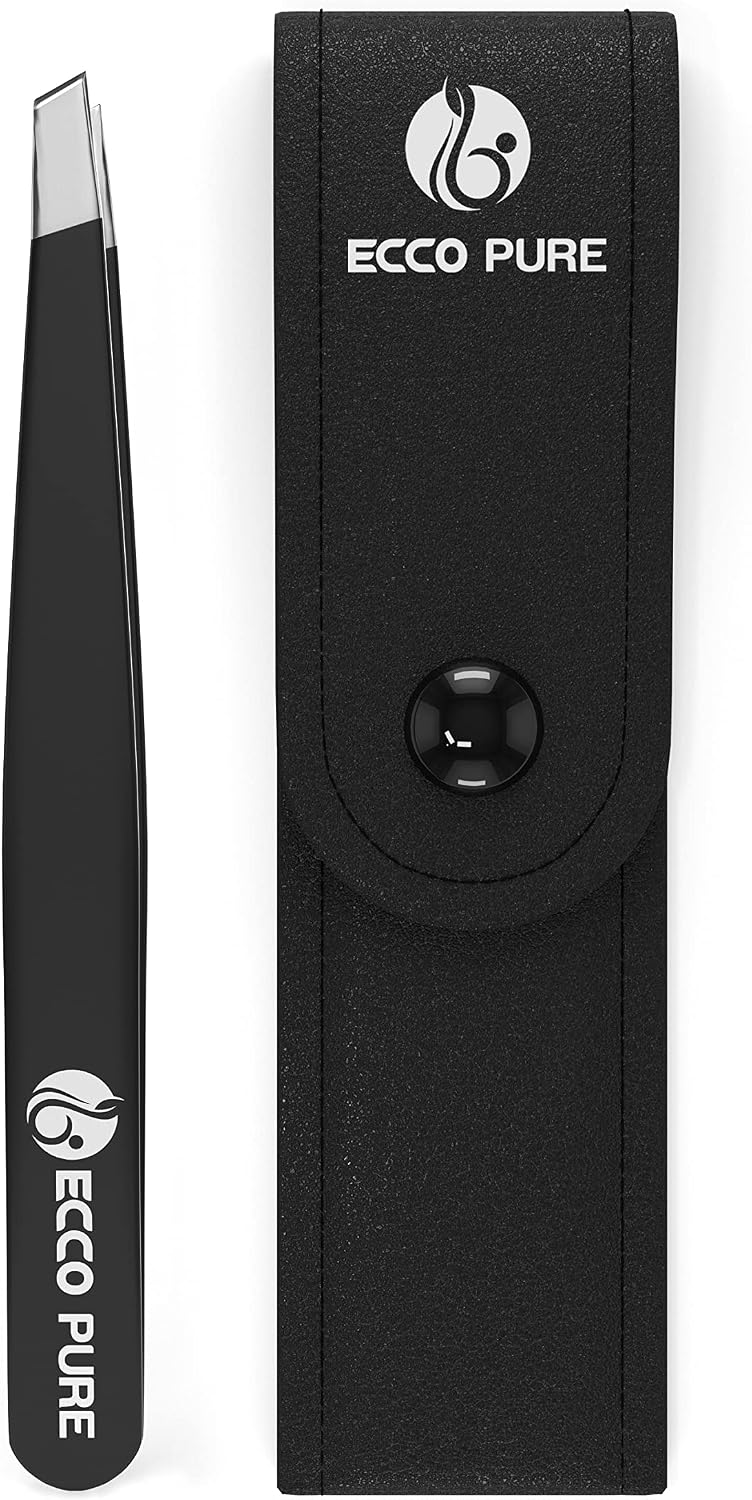 Slant Tip Tweezers For Women & Men - Stainless Steel Tweezer - Fine & Sharp Points - Premium-Grade Lab Precision (1 Pack)