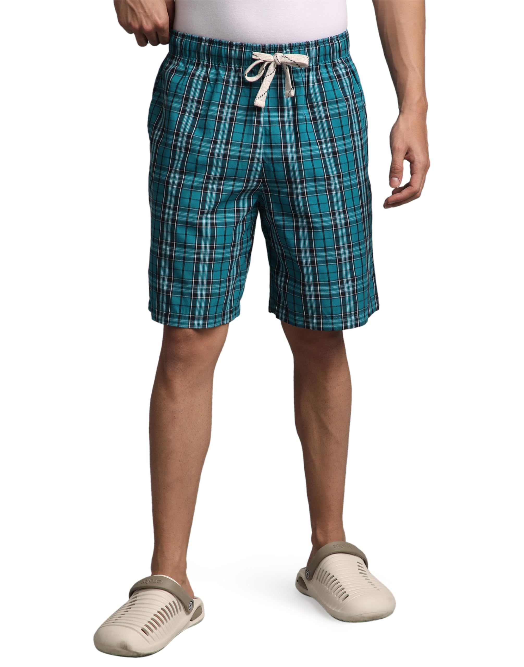Men's Cotton Woven Regular Fit Lounge Shorts Nightwear Bottom Wear Shorts for Men-image-9