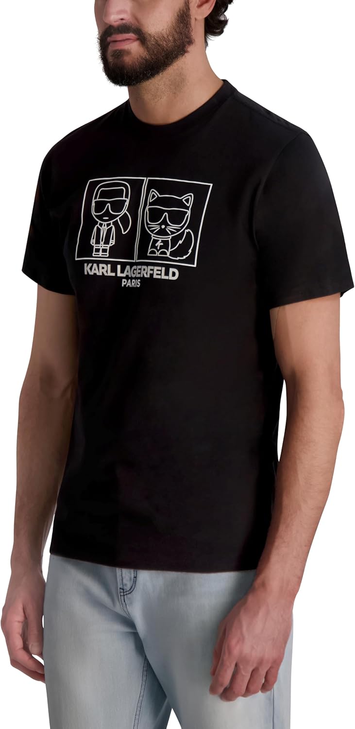 Karl Lagerfeld Mens Short Sleeve Crewneck Karl Choupette Graphic T-Shirt - Image 3