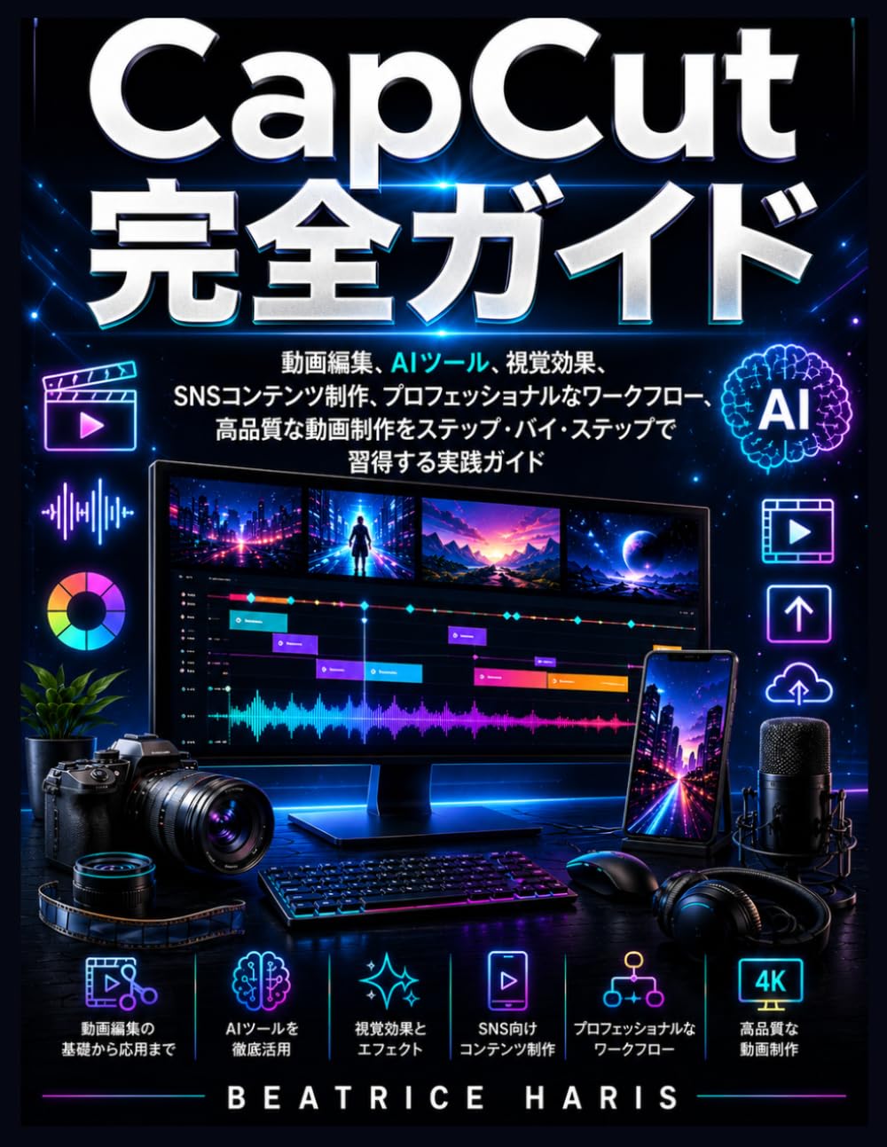 CapCut完全ガイド: 動画編集、AIツール、視覚効果、ソーシャルメディアコンテンツ作成、プロフェッショナルなワークフロー、高品質動画制作をマスターするための実践的なステップバイステップマニュアル