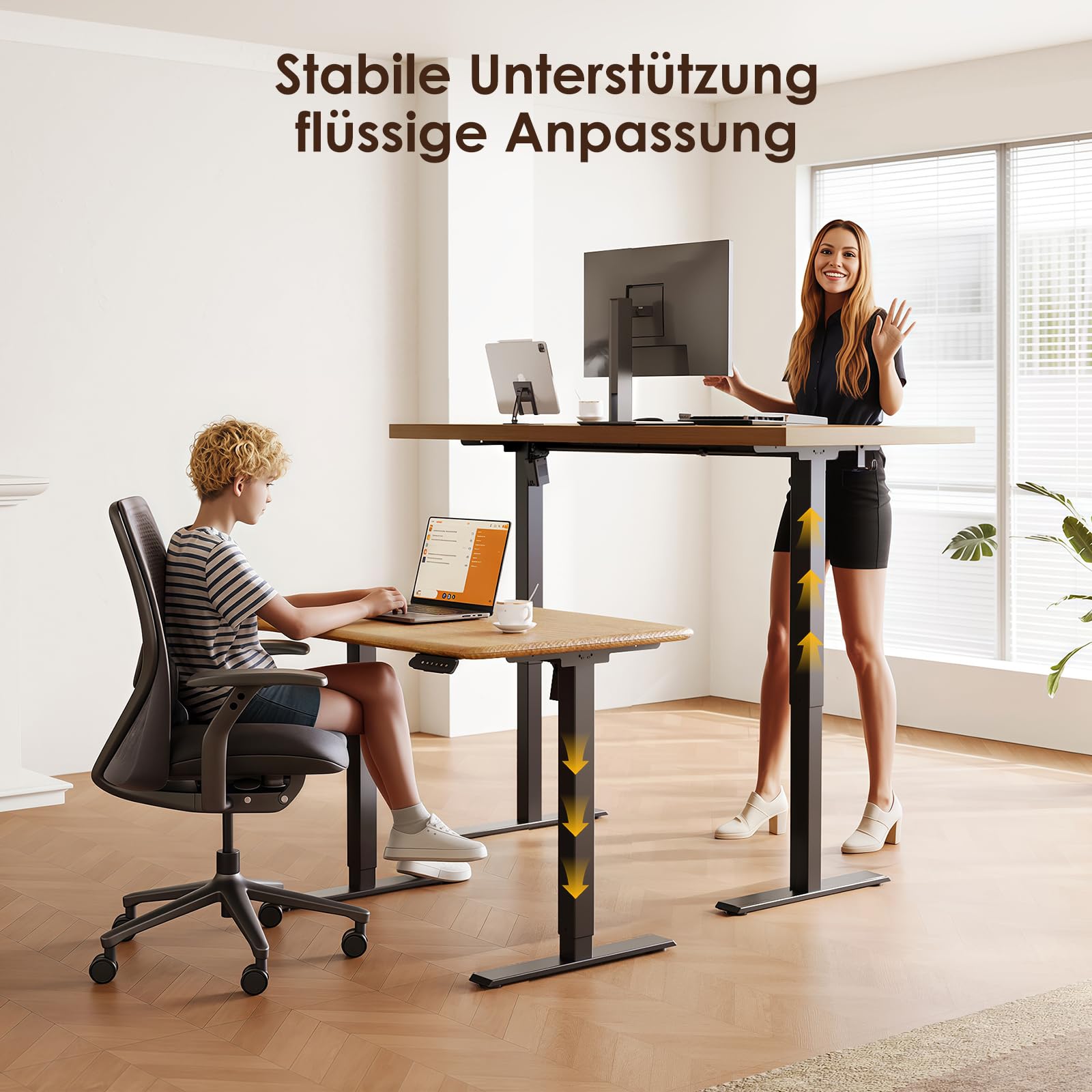 OffiGo Höhenverstellbarer Schreibtisch Gestell, Tischbeine Höhenverstellbar mit 3 Memory-Funktion, Elektrischer Schreibtisch für das 100cm-140cm Tisch, Schwarz