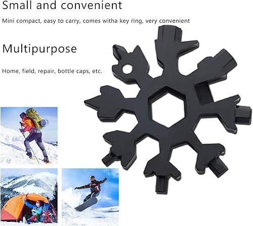 Miniatura 6 de Multiherramienta 18 en 1 tipo copo de nieve, multiherramienta plana de acero inoxidable, compacta, portátil, para exteriores, con diseño de copo de