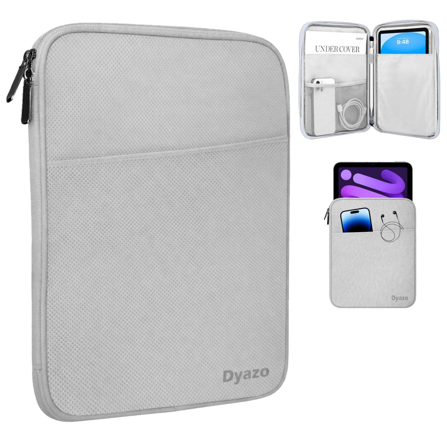 Dyazo 9–11.6 Inch Tablet Sleeve Case | Protective Carrying Cover with Front Pocket & Organized Compartments | Compatible with iPad 10.2/10.9/Pro 11, Samsung Galaxy Tab A9+/S9/S8, Lenovo & More (Grey)-image-35