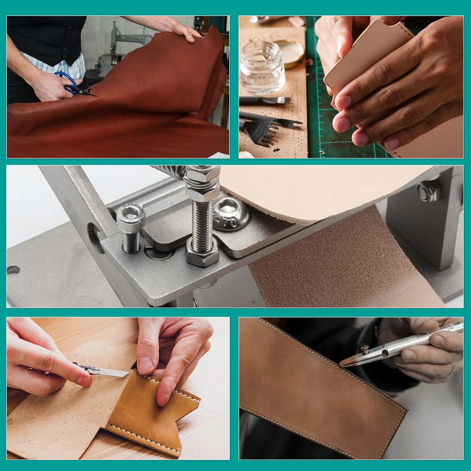 Manual Leather Splitter Peeling Machine, Leather Paring Skiver Skiving Tools with Instructions Handle Leatherworking Tools with Blades for DIY Leatherwork