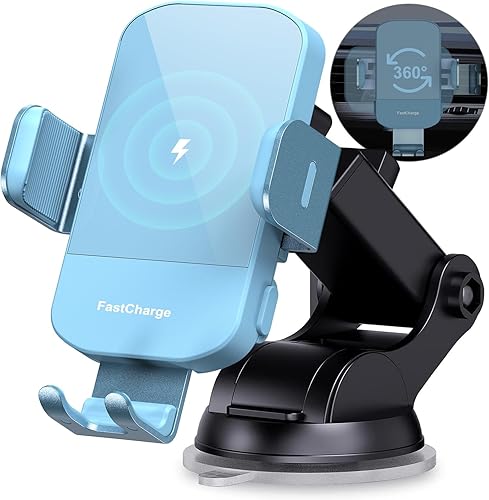 CHGeek Cargador inalámbrico para automóvil, carga rápida de 15 W, soporte de teléfono para iPhone 15 14 13 12 Mini Pro Max 11 XS, Samsung Galaxy S23