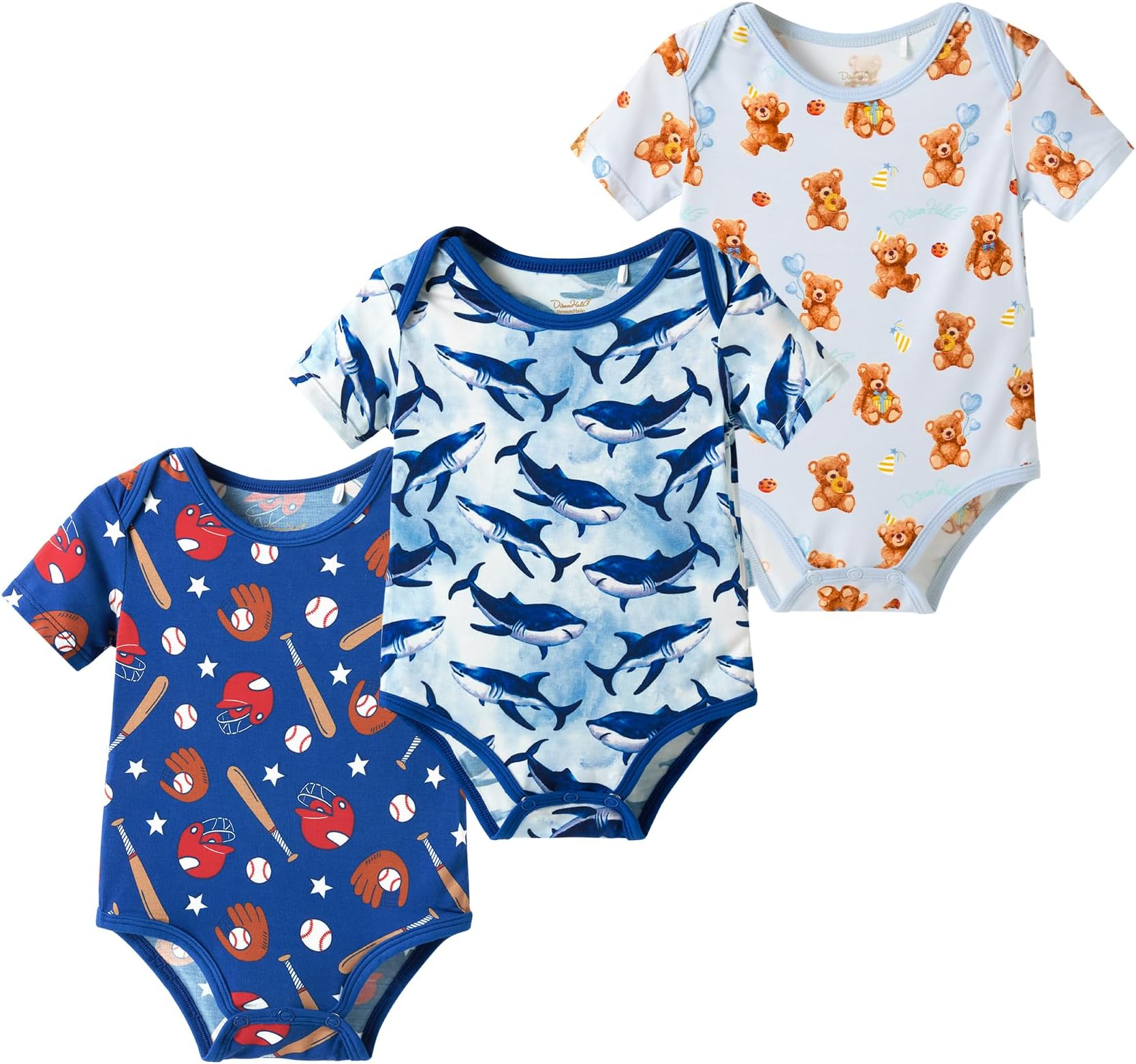 Baby Bodysuits 3-Pack Newborn Boys Girls Soft Bodysuit Bamboo Viscose Infant Toddler Summer Outfits