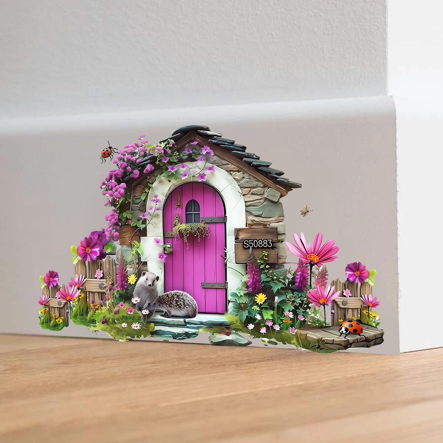 Whimsical Hedgehog House Wall Sticker - Colorful, Self-Adhesive & Removable Decal for Bedroom, Living Room, Entryway Decor