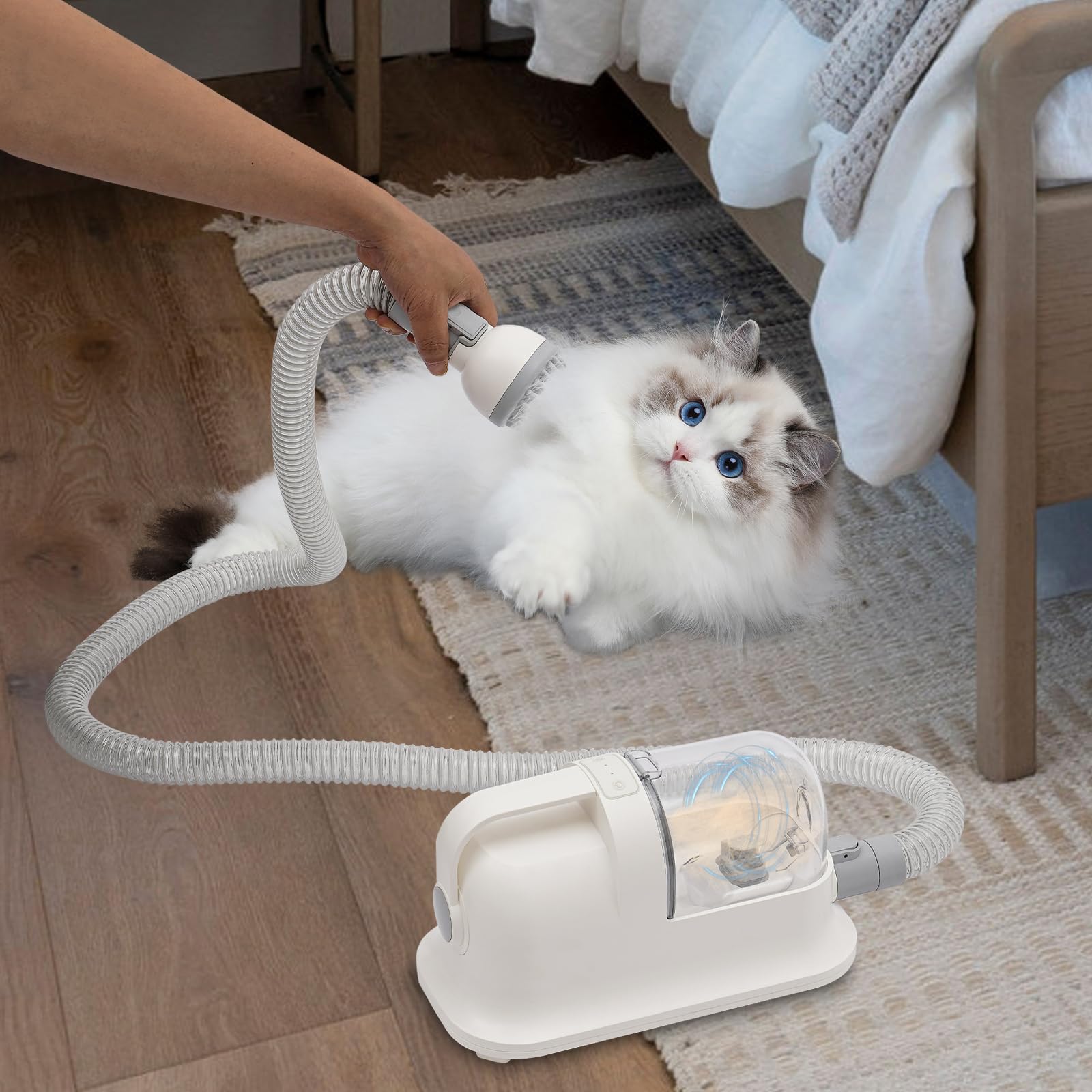 Tondeuse pour chien avec aspirateur, kit de toilettage pour animaux de compagnie avec puissance d'aspiration de 11800 Pa, tondeuse 3 en 1 pour chien, chat, chien avec 7 outils de toilettage, 1,4 l