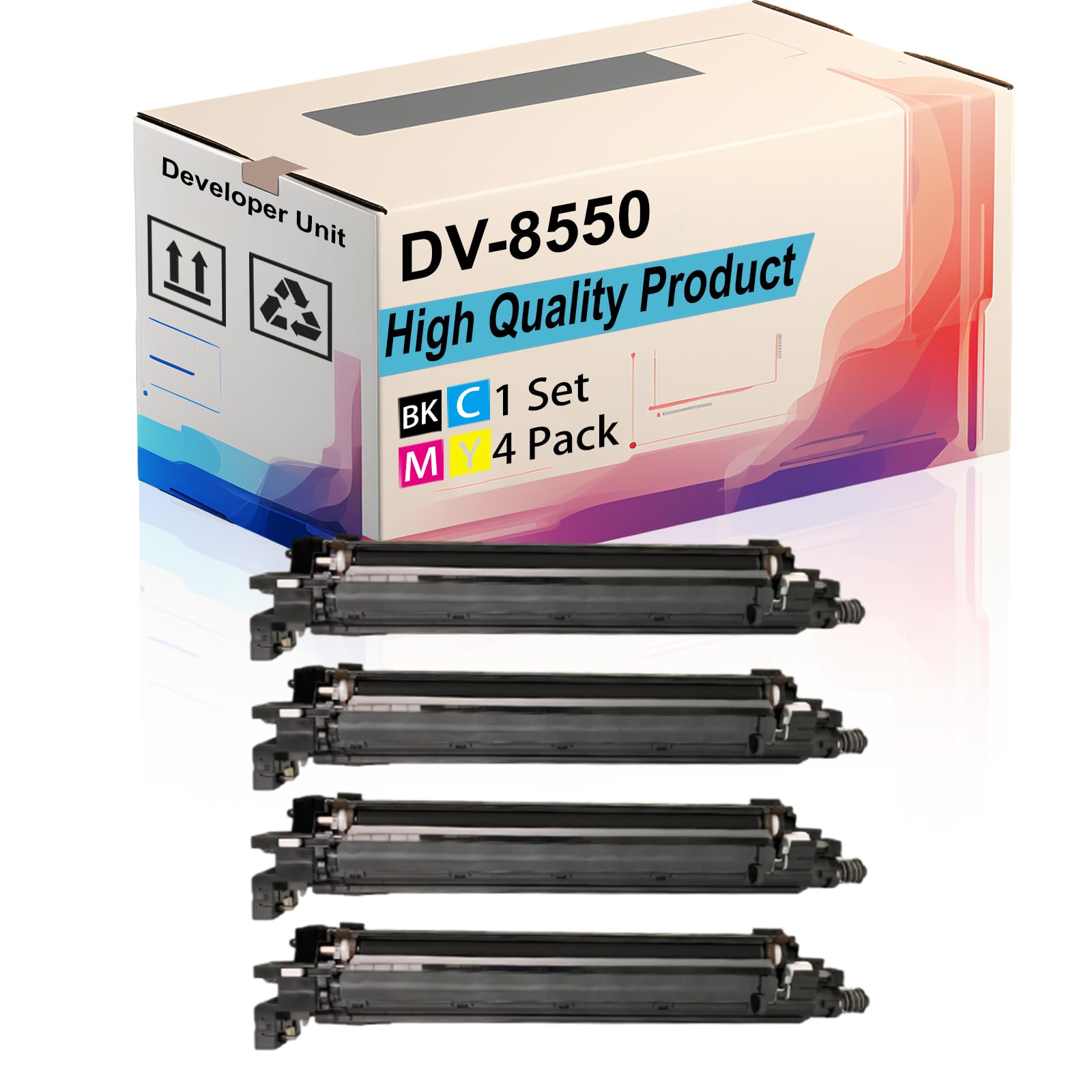 DV-8550 Developer Unit Compatible for Copystar CS5003i CS5052ci CS6003i CS6052ci CS6053ci Printers, High Yield 600000 Pages, Print More Pages (4-Pack BK/C/M/Y)