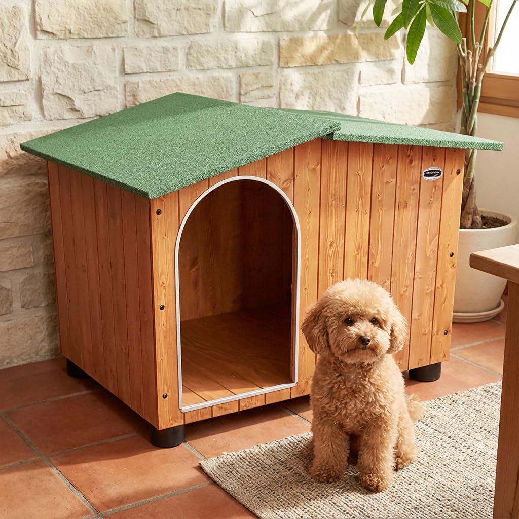 Cuccie per cani e gatti in robusto legno massello anti morso in Alluminio TETTO APRIBILE (Cuccia Barboncino Tetto Apribile)