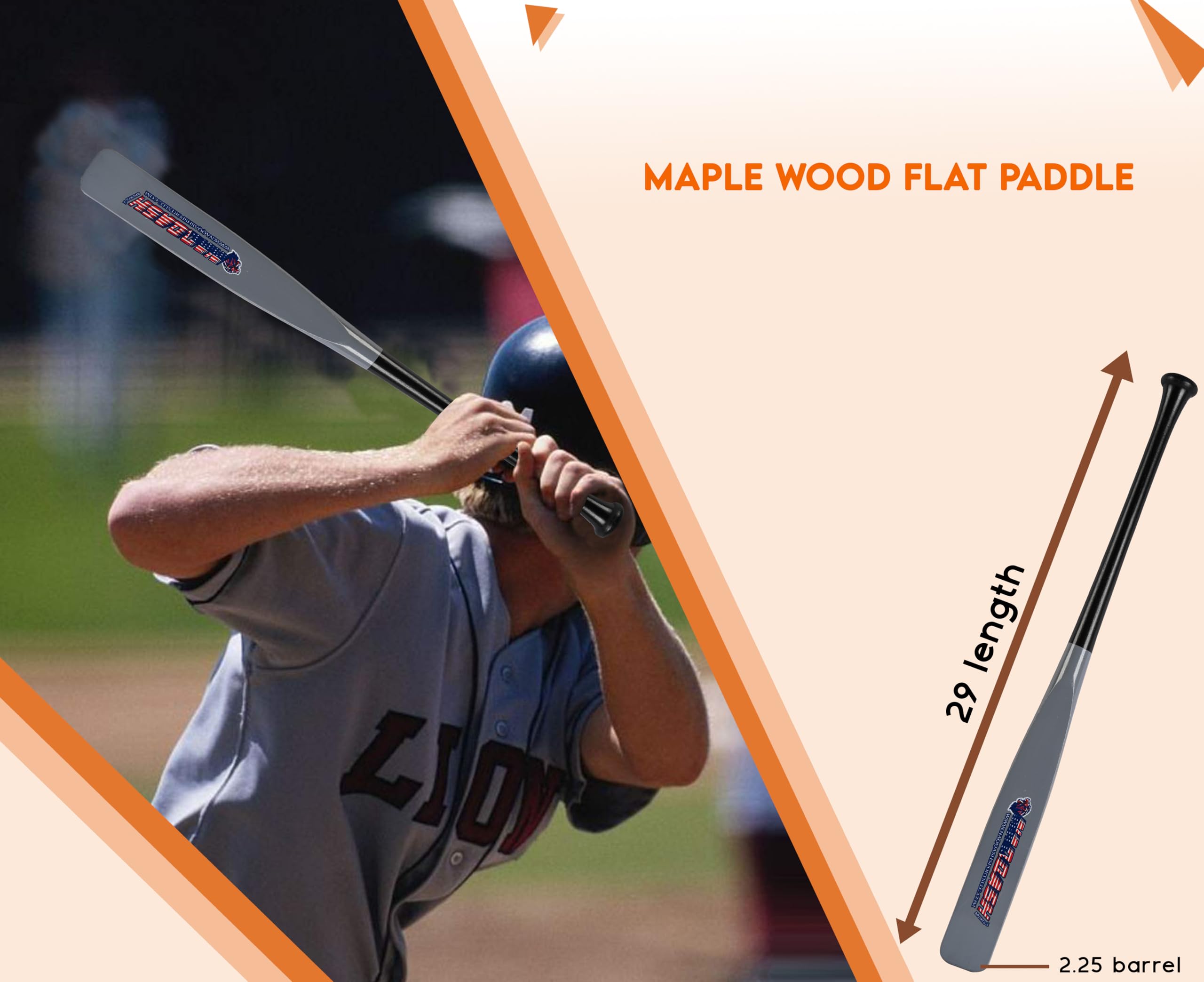 Flat Half Paddle 29 Inch Baseball & Softball Schläger aus Ahornholz 425 g